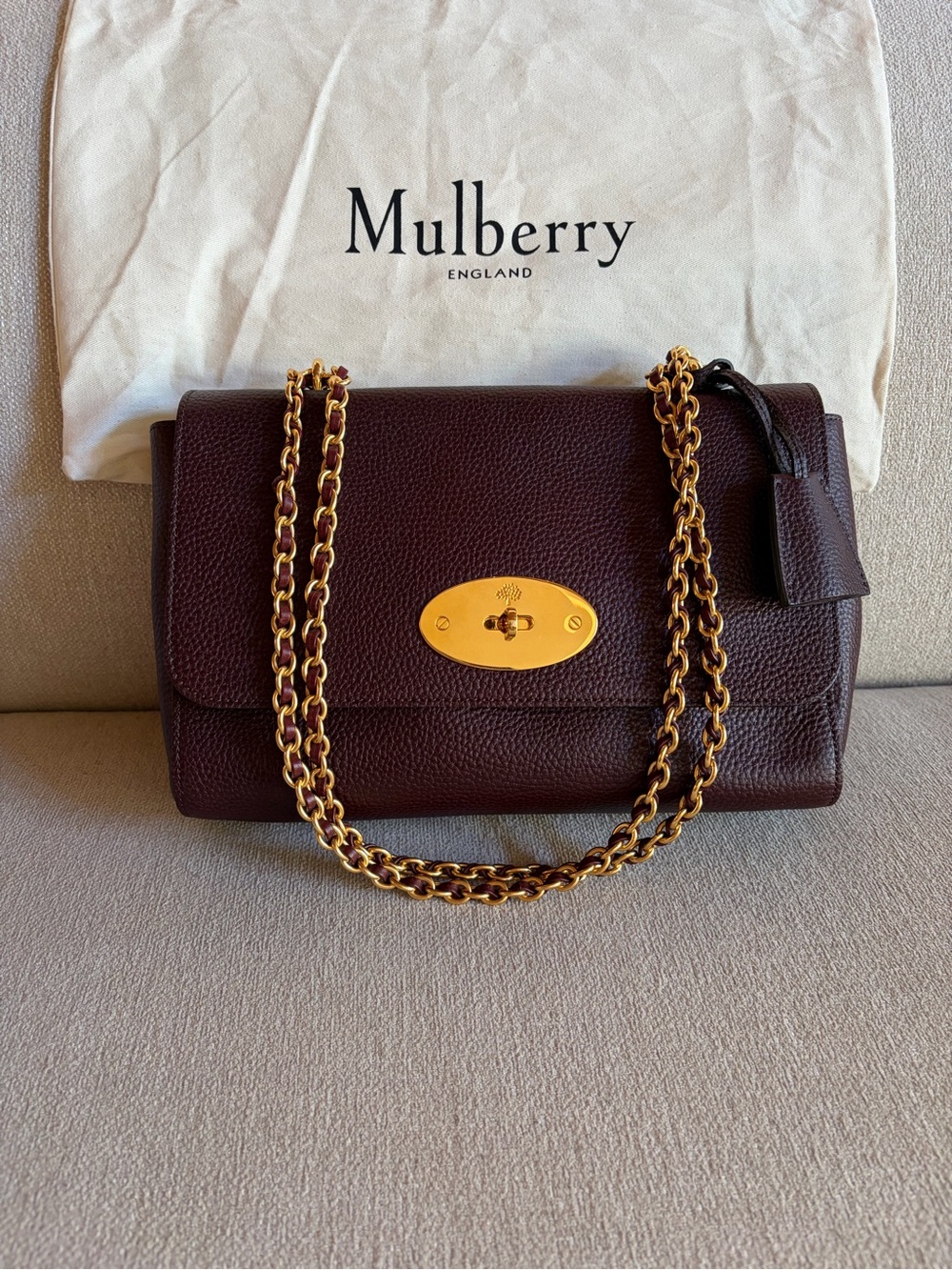 Mulberry Medium Lily in Oxblood Pebbled Leather